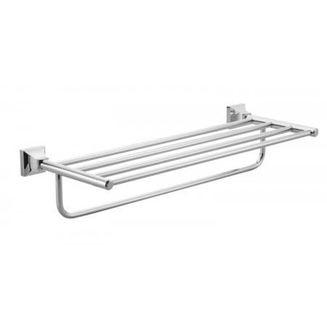 Kartners GLASGOW - Towel Shelf with Bathroom Towel Bar 21-inch-Brushed Nickel