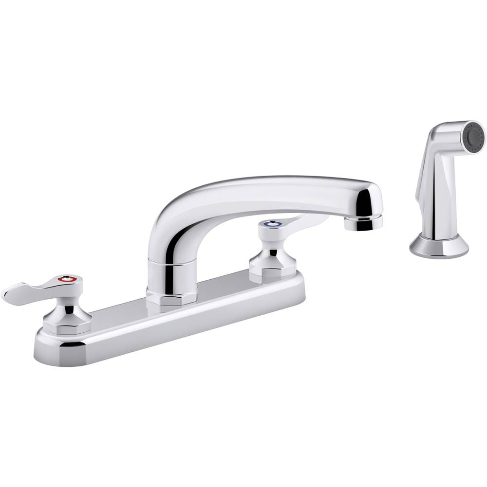 Kohler Triton® Bowe® 1.8 gpm kitchen sink faucet with 8-3/16'' swing spout, matching finish sidespray, aerated flow and lever handles