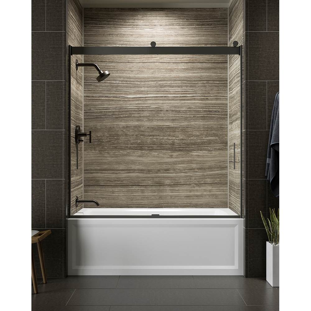 Kohler Levity® Sliding bath door, 62'' H x 56-5/8 - 59-5/8'' W, with 1/4'' thick Crystal Clear glass