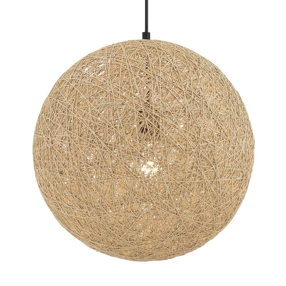 George Kovacs Entwined 16'' 1-Light Coal Pendant with Natural Rattan