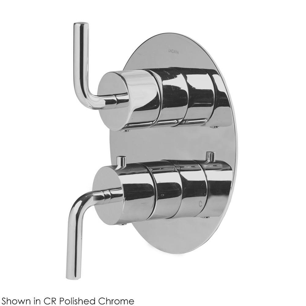 Lacava TRIM ONLY - Thermostat w 1-way volume with curved lever handles on round knobs, round back plate, flow rate 6.1 GPM