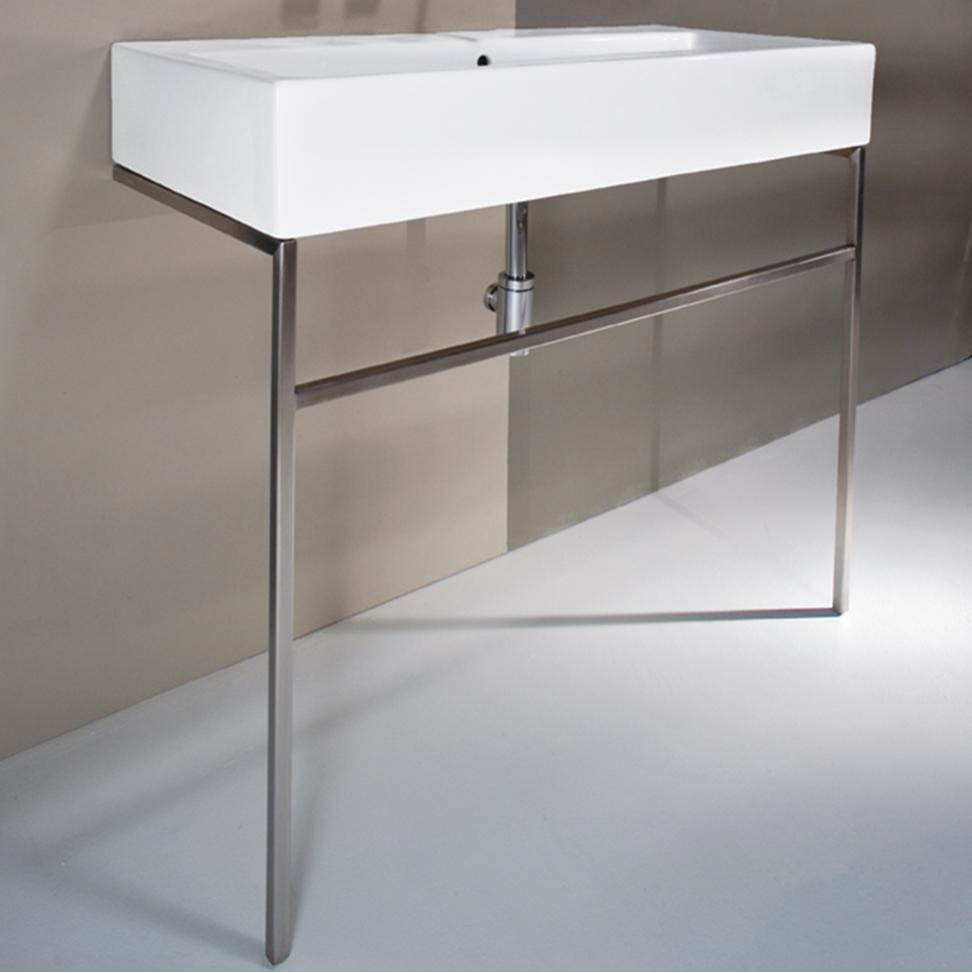 Lacava Floor-standing metal console stand with a towel bar. It must be attached to a wall.W: 39 3/8'' D: 18 1/2'' H: 29''