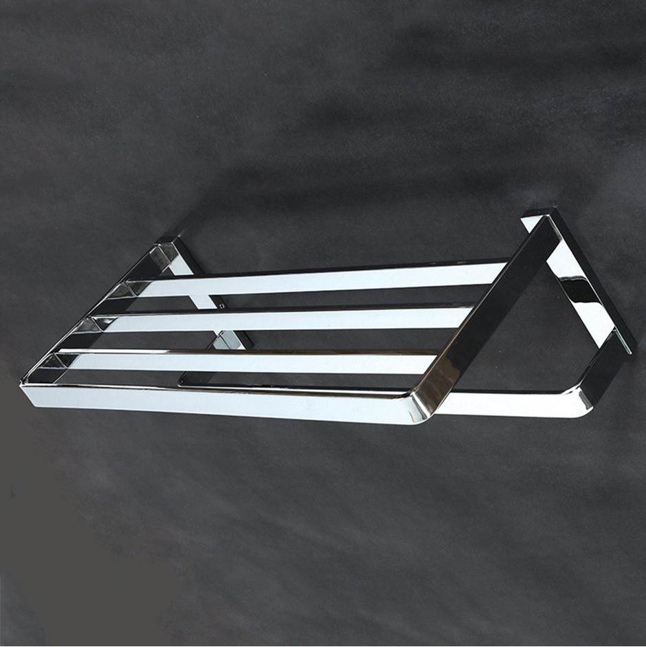 Lacava Wall-mount towel rack with a towel bar, made of chrome plated brass. W: 19 3/4'', D: 8 1/4'', H: 5 1/4''.