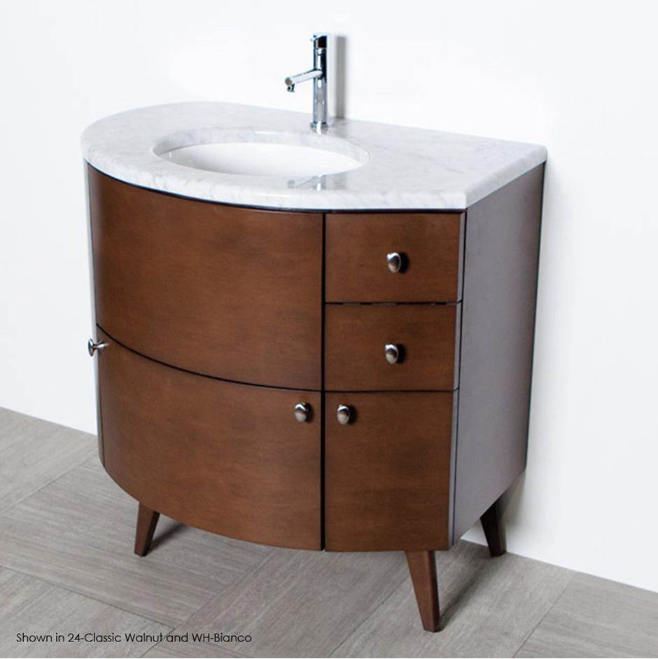 Lacava Free-standing wood base with three drawers and one door, washbasin on the left, 36''W, 21 1/2''D, 31 1/2''H