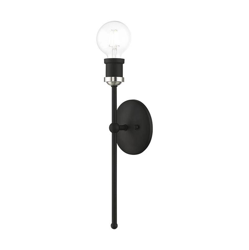 Livex 1 Light Black with Brushed Nickel Accents ADA Single Sconce