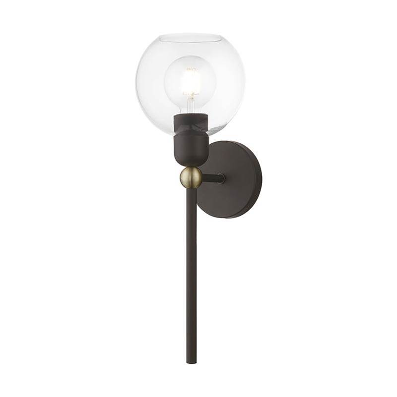 Livex 1 Light Bronze with Antique Brass Accents Sphere Single Sconce