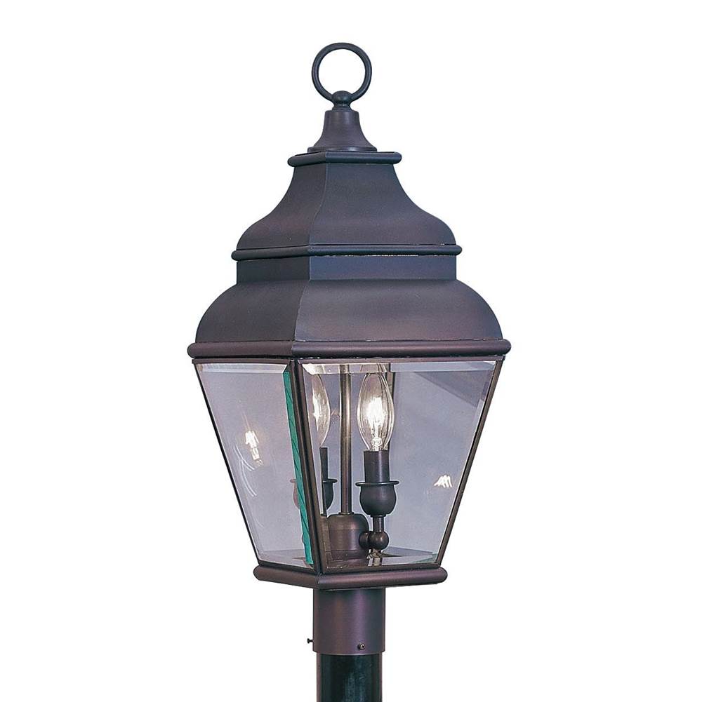 Livex 2 Light Bronze Outdoor Post Lantern