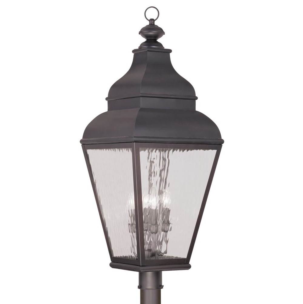 Livex 4 Light Charcoal Outdoor Post Lantern