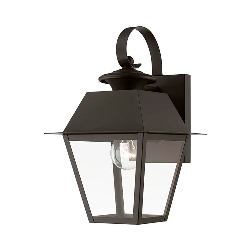 Livex 1 Light Bronze with Antique Brass Finish Cluster Outdoor Small Wall Lantern