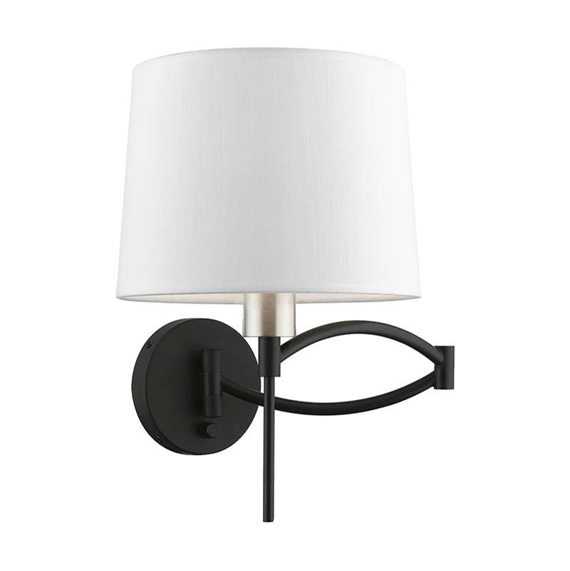 Livex 1 Light Black with Brushed Nickel Accent Swing Arm Wall Lamp