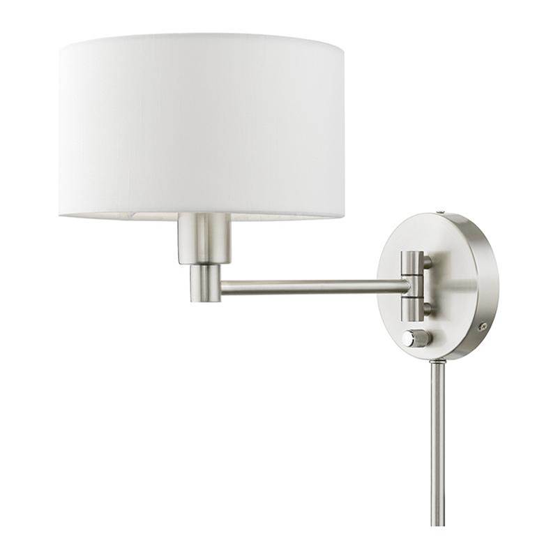 Livex 1 Light Brushed Nickel Swing Arm Wall Lamp