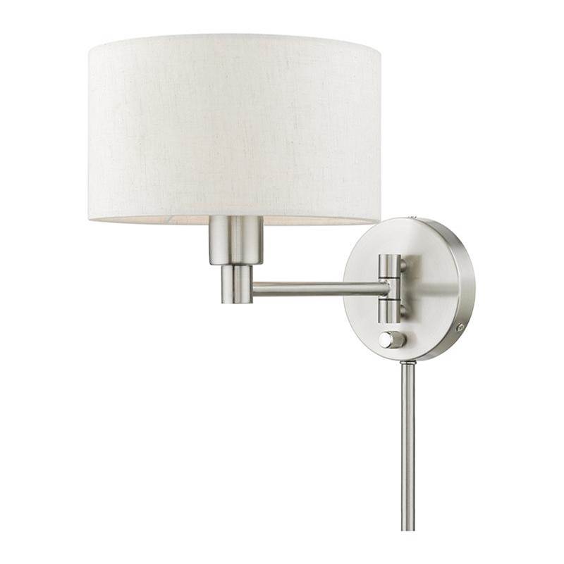 Livex 1 Light Brushed Nickel Swing Arm Wall Lamp