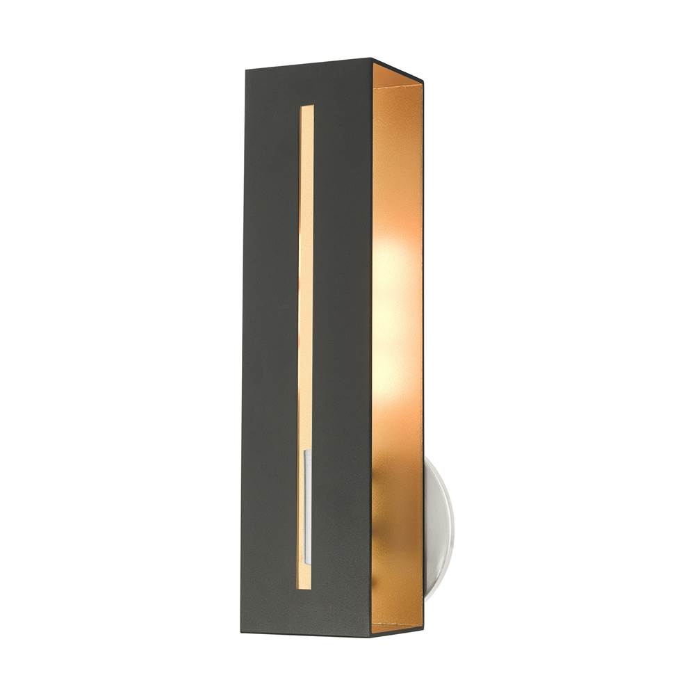 Livex Soma 1 Lt Textured Black with Brushed Nickel Accents ADA Singel Sconce in Textured Black with Brushed Nickel Accents