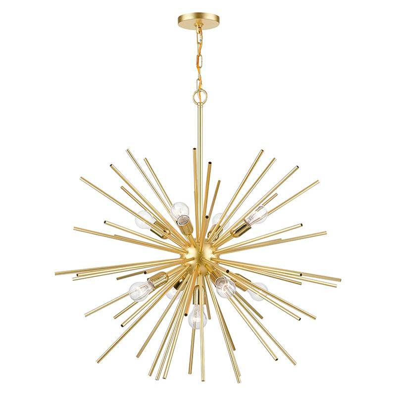 Livex 9 Light Soft Gold with Polished Brass Accents Foyer Pendant Chandelier