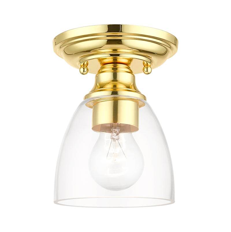Livex 1 Light Polished Brass Petite Semi-Flush