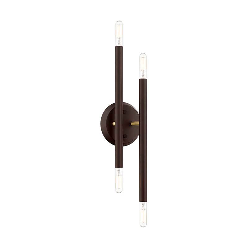 Livex 4 Light Bronze with Antique Brass Accents ADA Sconce