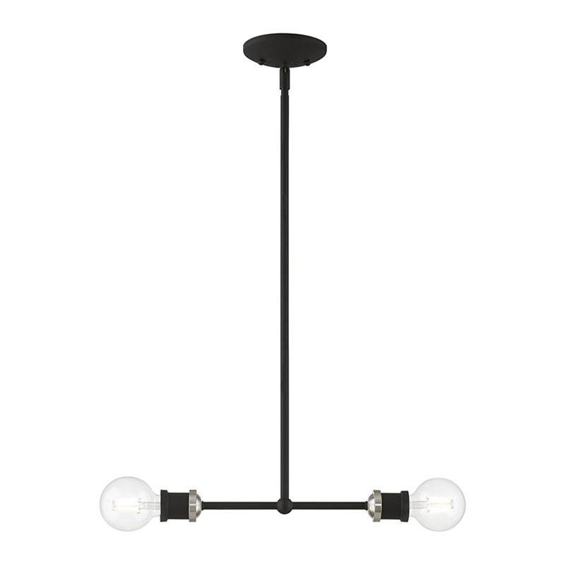 Livex 2 Light Black with Brushed Nickel Accents Linear Chandelier