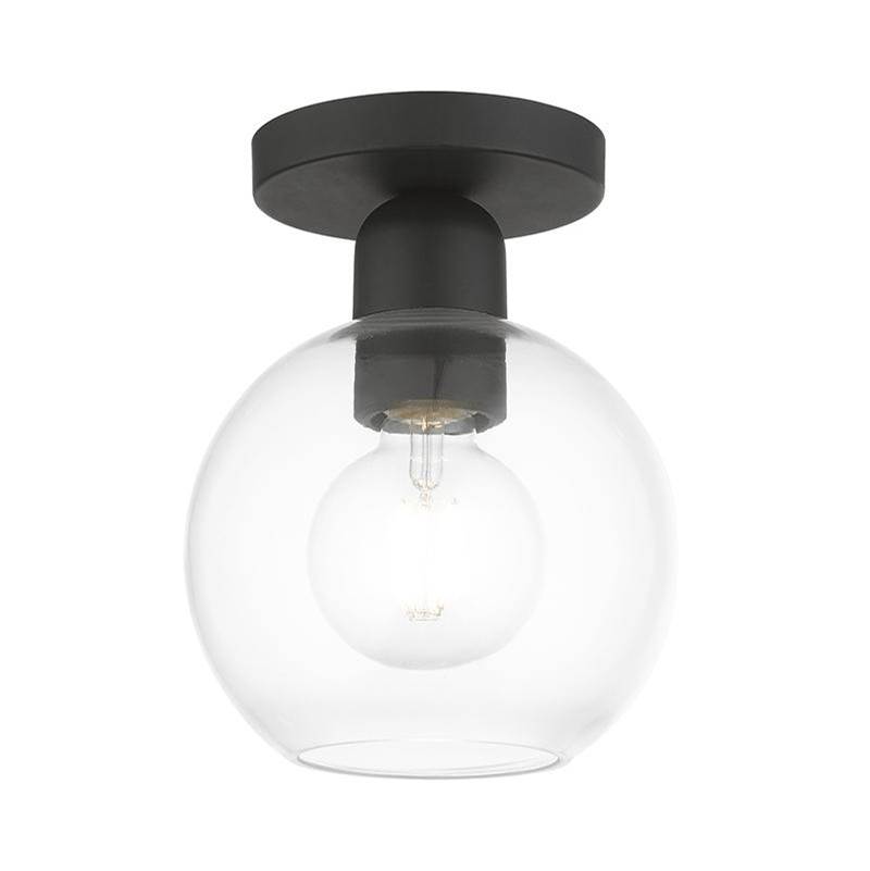 Livex 1 Light Black Sphere Semi-Flush