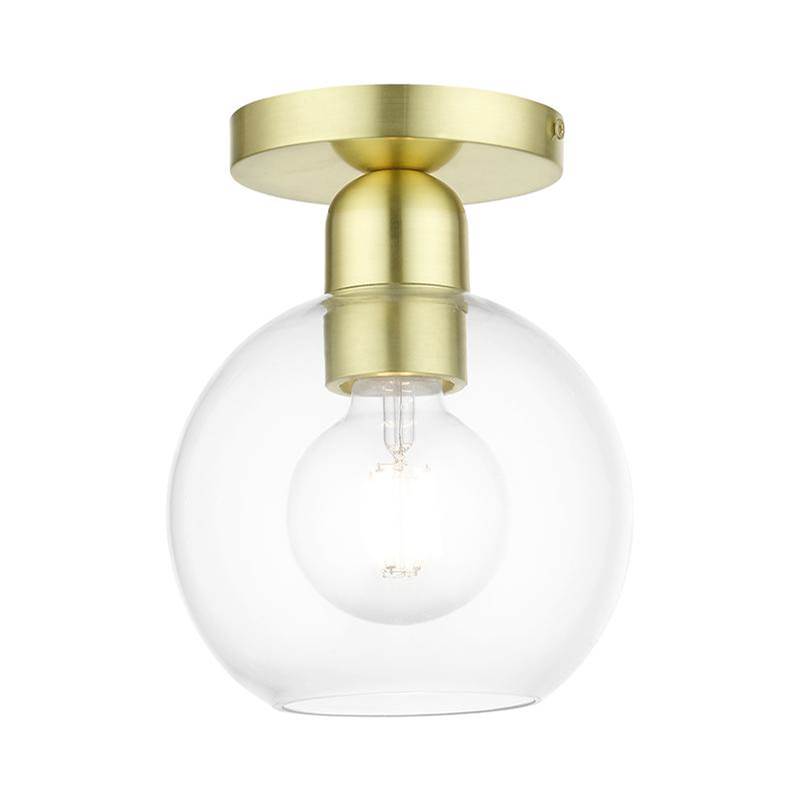 Livex 1 Light Satin Brass Sphere Semi-Flush
