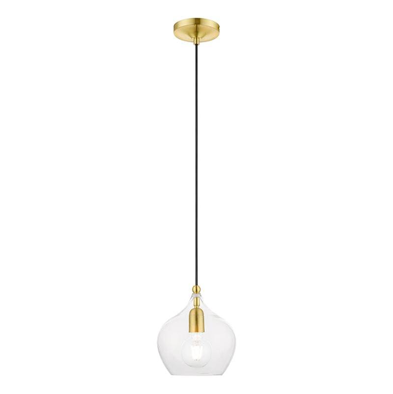 Livex 1 Light Satin Brass with Polished Brass Accent Pendant