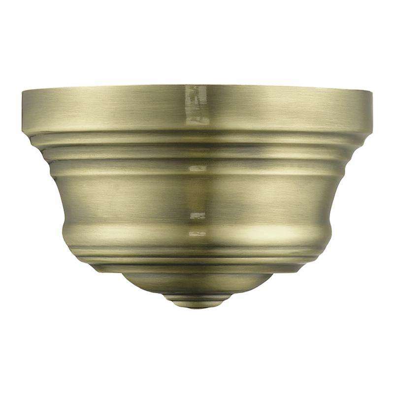 Livex 1 Light Antique Brass Bell ADA Sconce with Shiny White Finish Inside