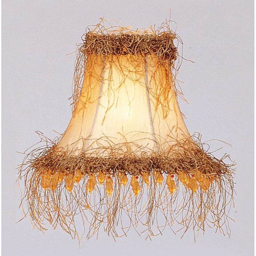 Livex Champagne Silk Bell Clip Shade with Light Corn Silk Fringe and Beads