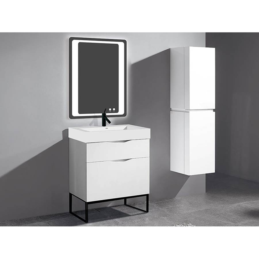 Madeli Milano 36''. White, Free Standing Cabinet, Polished Nickel C-Base (X1), 35-5/8''X18''X33-1/2''