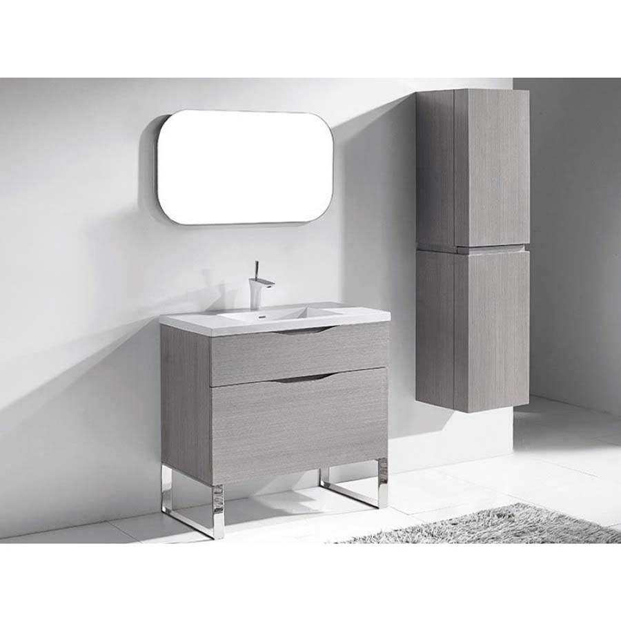 Madeli Milano 42''. Ash Grey, Free Standing Cabinet, Polished Chrome C-Base (X1), 41-5/8''X 18''X 33-1/2''