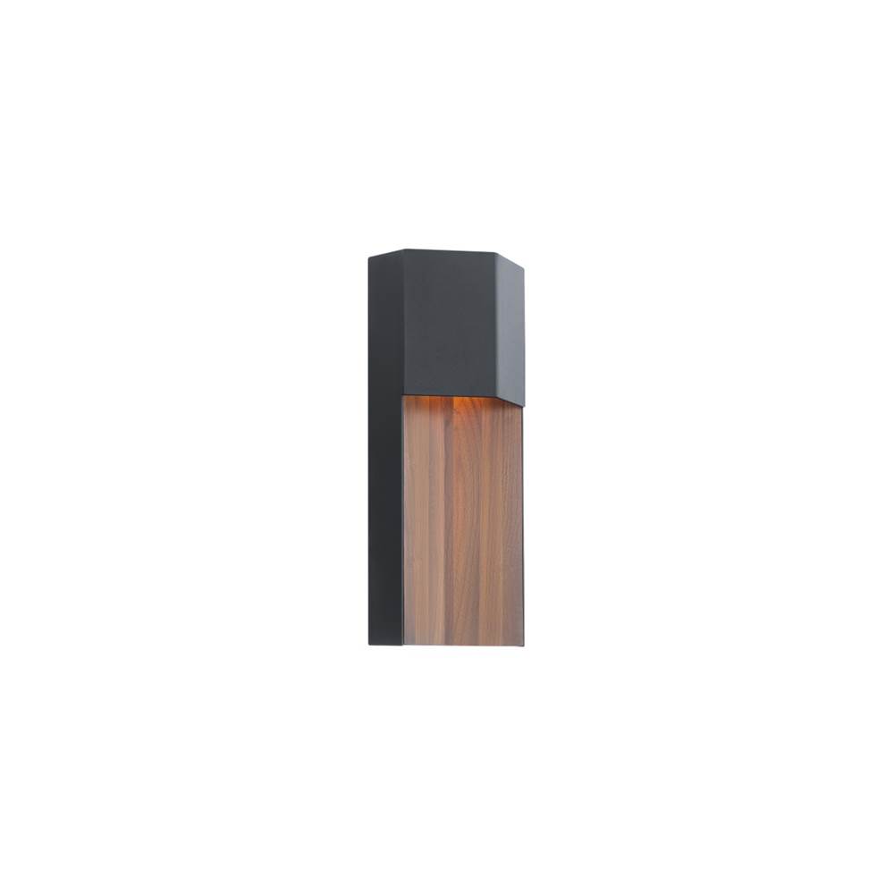 Modern Forms Dusk 14'' LED Outdoor Wall Sconce Light 3000K in Black/Dark Walnut
