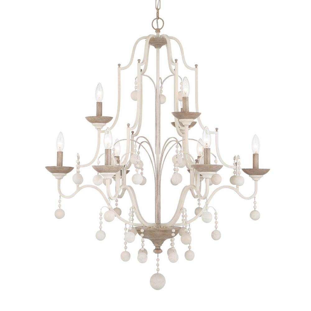 Minka-Lavery Colonial Charm 9-Light White Wash and Sun Dried Clay Chandelier