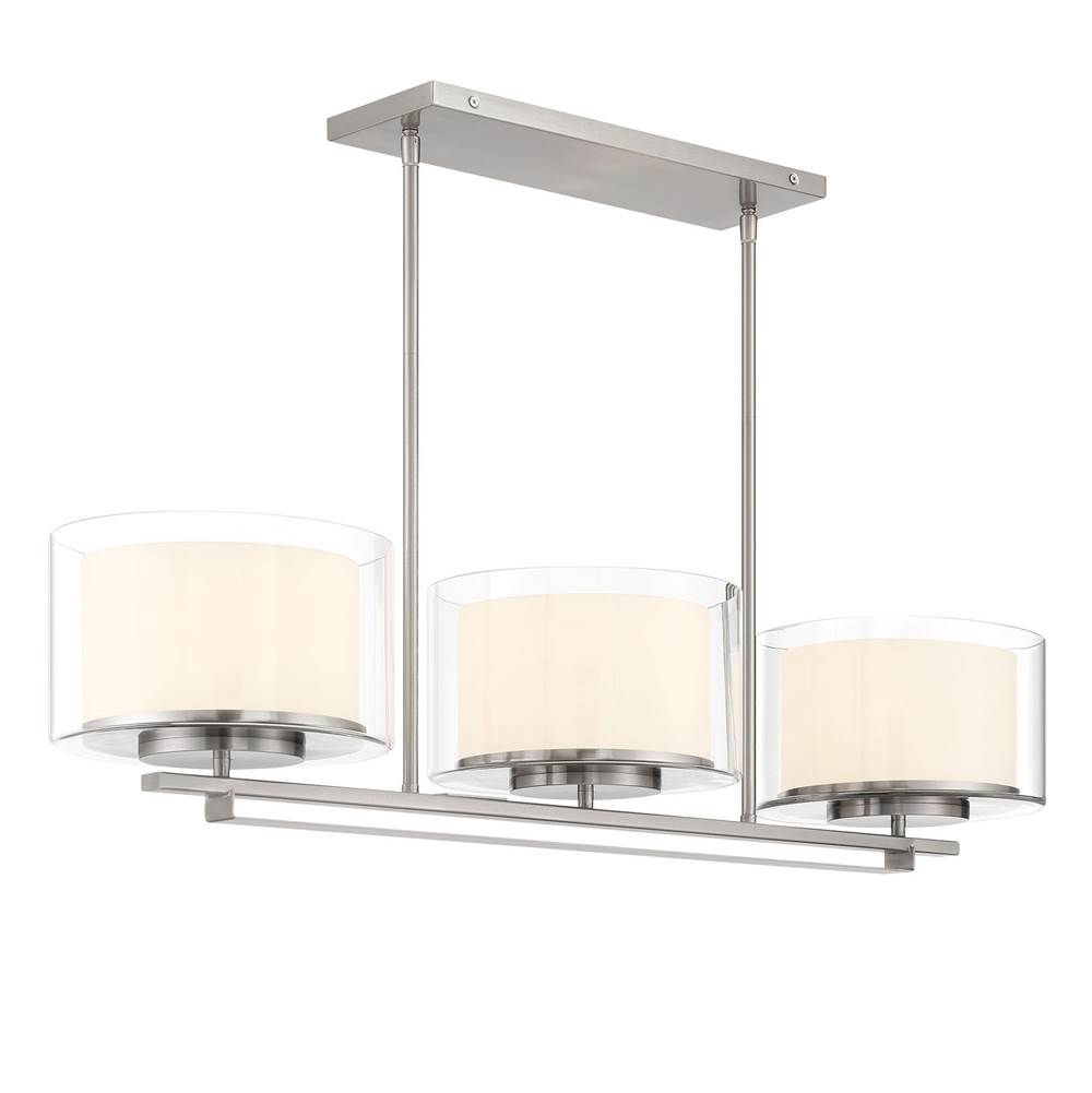 Minka-Lavery Vantage Brushed Nickel with Etched Inner and Clear Outer Glass Shades