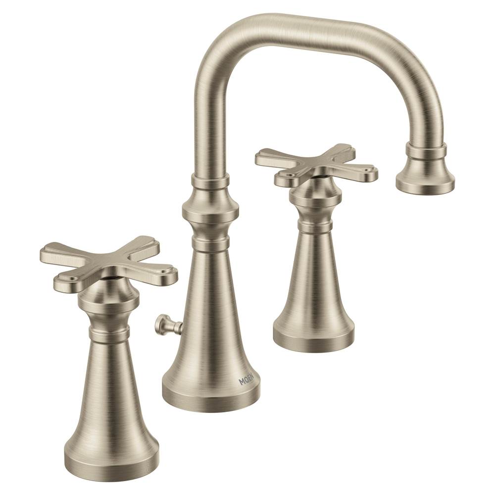 Moen Colinet Traditional Two-Handle Widespread High-Arc Bathroom Faucet with Cross Handles, Valve Required, in Brushed Nickel