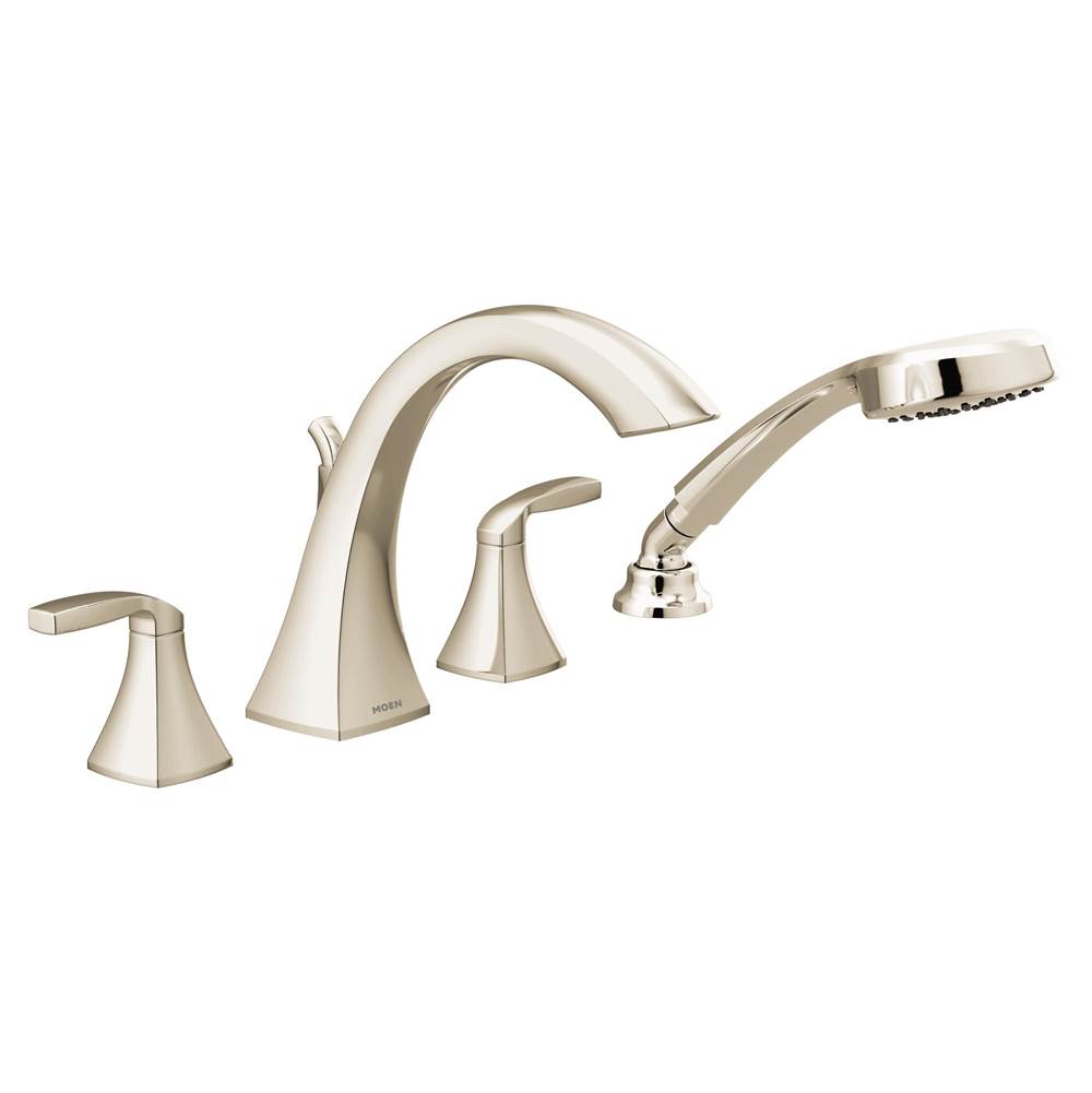 Moen Voss 2-Handle Roman Tub Faucet Trim Kit with Hand Shower in Polished Nickel (Valve Sold Separately)