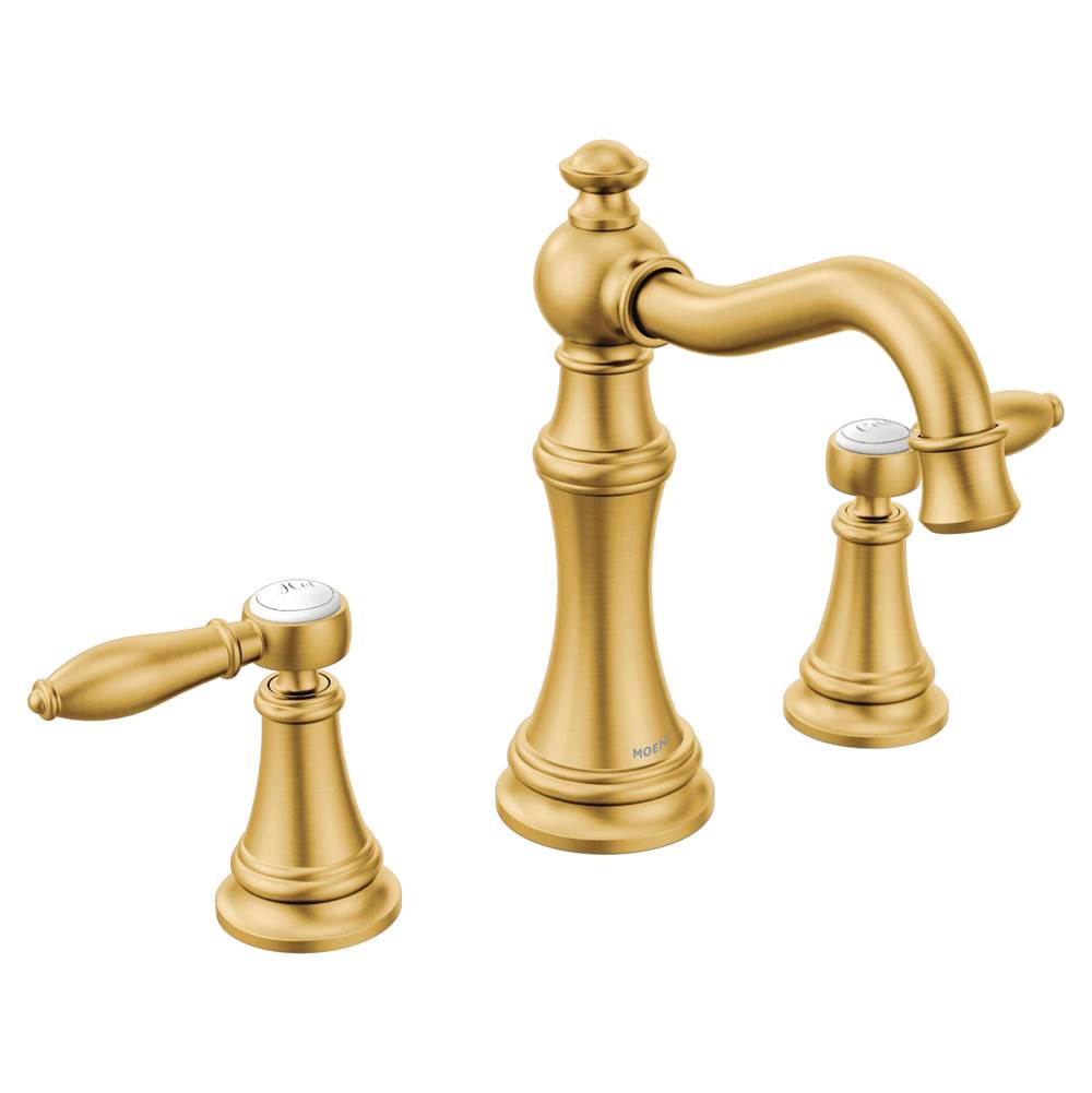 Moen Weymouth Two-Handle Lever Handle Bathroom Faucet Trim Kit, Valve Required, Brushed Gold