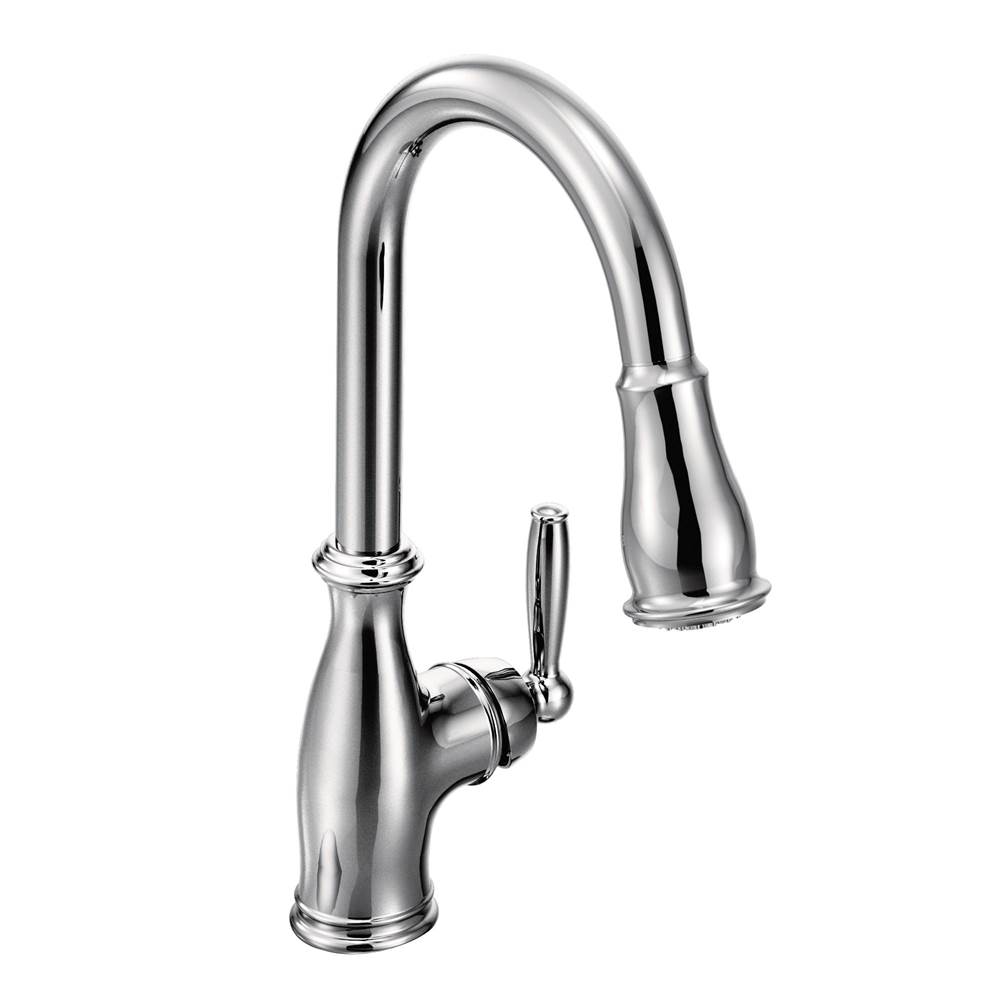 Moen Brantford One-Handle Pulldown Kitchen Faucet Featuring Power Boost and Reflex, Chrome