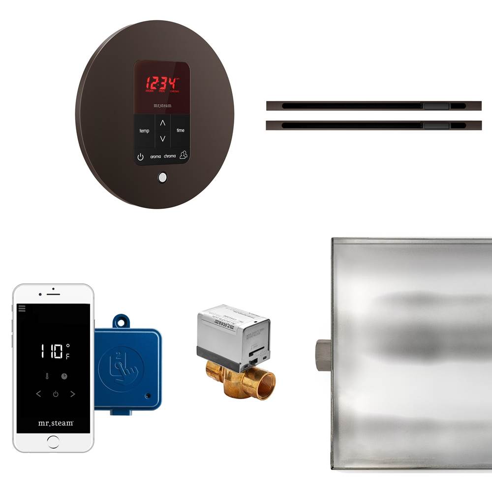 Mr. Steam Butler Max Linear Steam Shower Control Package with iTempoPlus Control and Linear SteamHead in Round Oil Rubbed Bronze