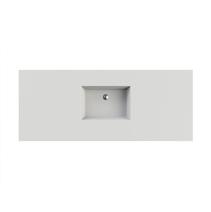MTI Baths Petra 2 Sculpturestone Counter Sink Double Bowl Up To 80'' - Gloss Biscuit