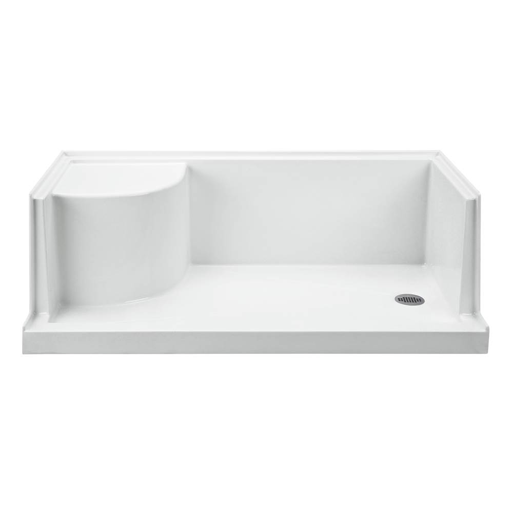 MTI Baths 6030 Acrylic Cxl Rh Drain Integral Seat/Tile Flange - White