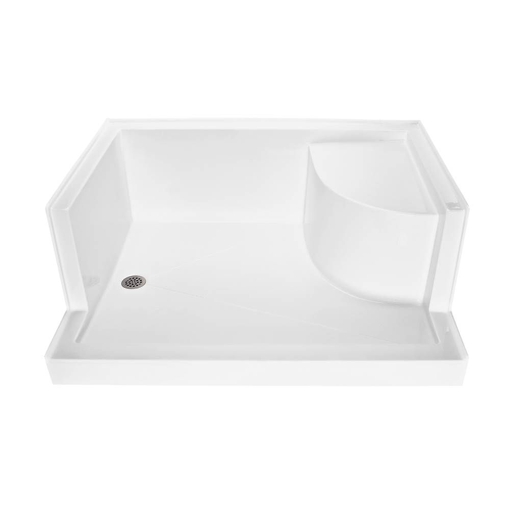MTI Baths 6042 Acrylic Cxl Lh Drain Integral Seat/Tile Flange - White