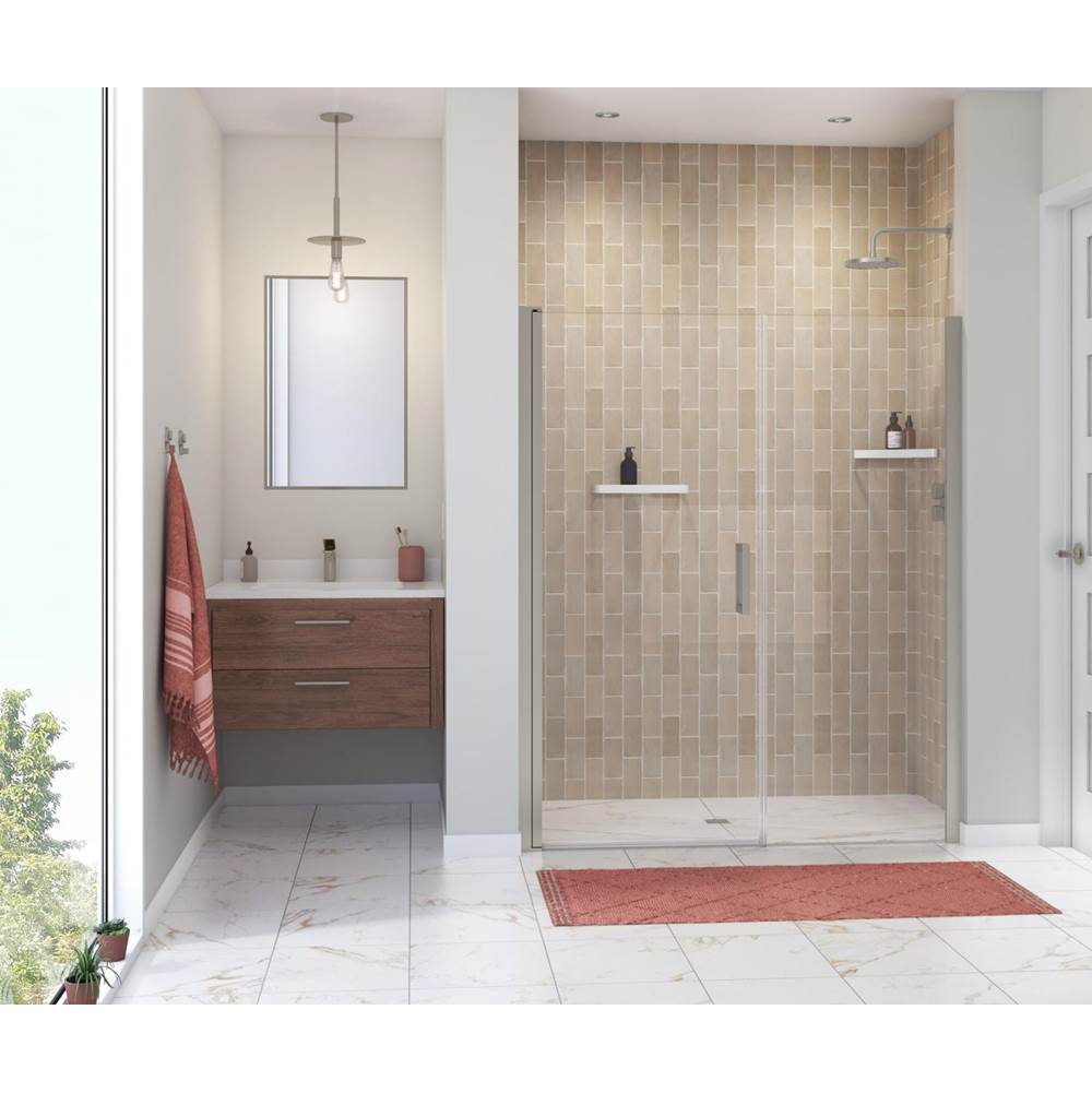 Maax Manhattan 53-55 x 68 in. 6 mm Pivot Shower Door for Alcove Installation with Clear glass & Square Handle in Brushed Nickel