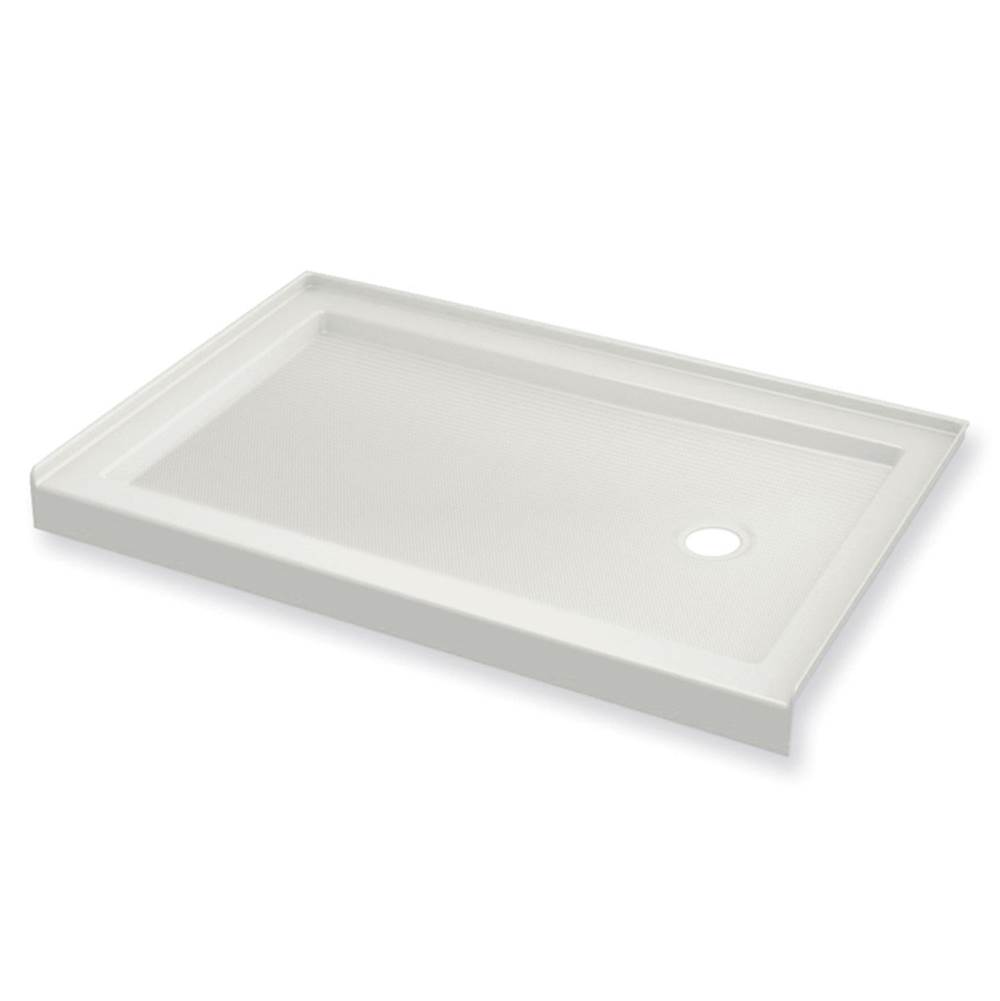 Maax B3Round 6036 Acrylic Alcove Shower Base in White with Anti-slip Bottom with Left-Hand Drain
