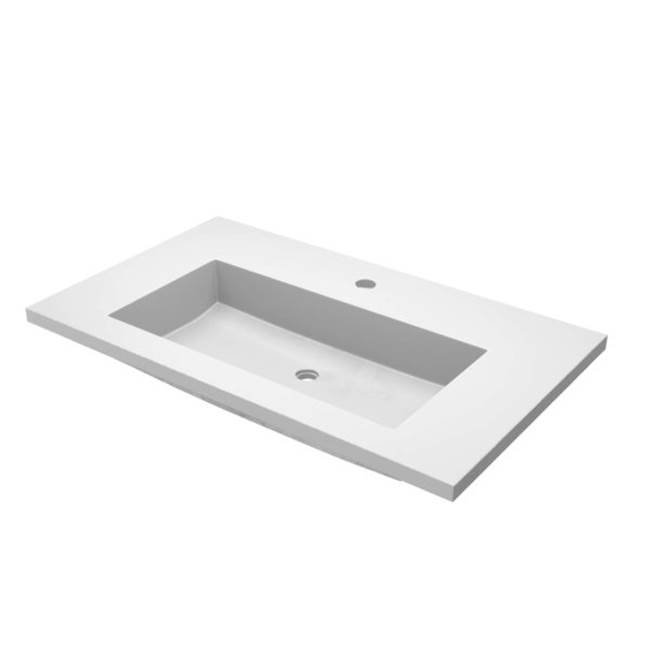 Native Trails 36'' Capistrano Vanity Top with Integral Trough in Pearl - Single Faucet Cutout