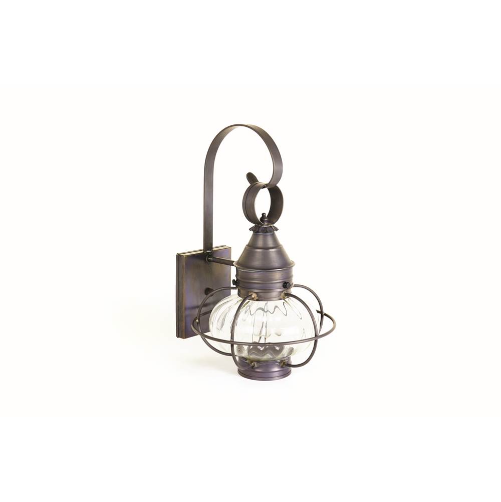 Northeast Lantern Caged Onion Wall Dark Brass Medium Base Socket Optic Glass