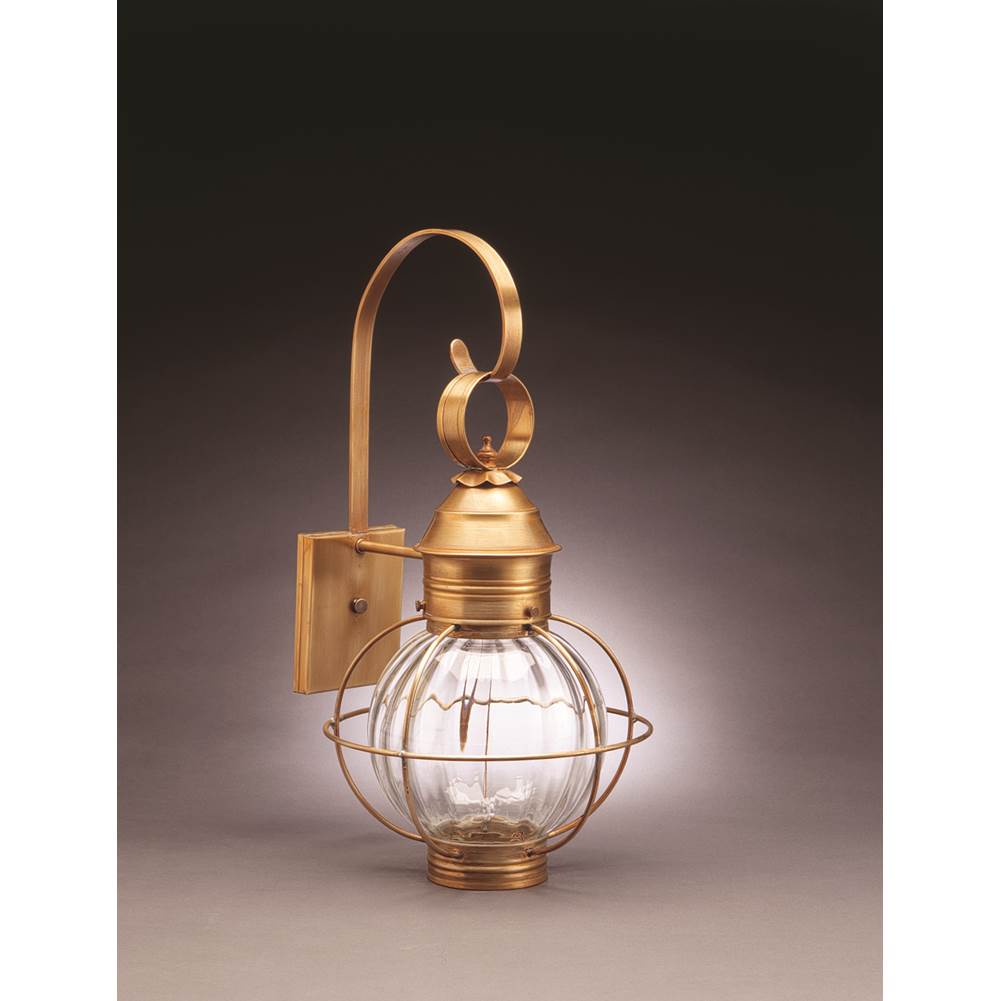 Northeast Lantern Caged Round Wall Dark Brass Medium Base Socket Optic Glass