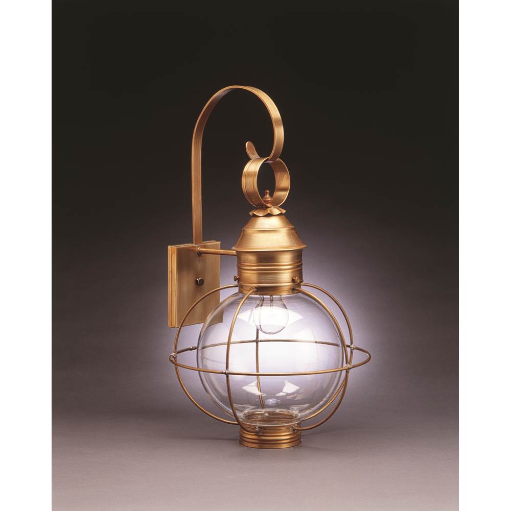 Northeast Lantern Caged Round Wall Dark Brass Medium Base Socket Clear Glass