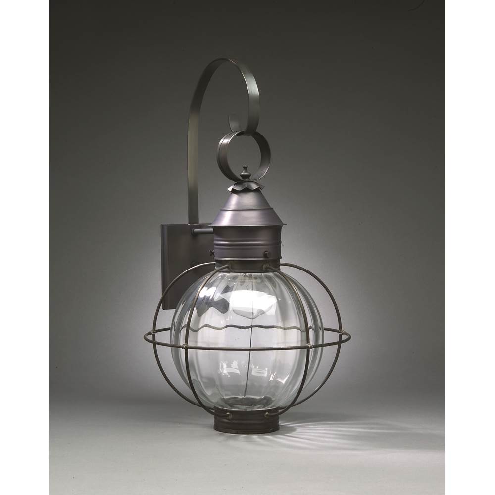 Northeast Lantern Caged Round Wall Antique Brass Medium Base Socket Optic Glass