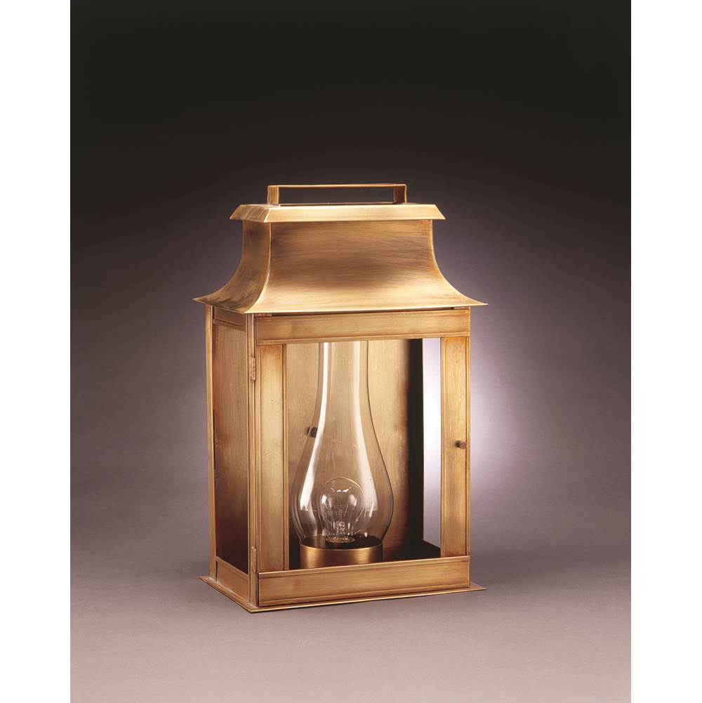 Northeast Lantern Pagoda Wall Dark Brass Medium Base Socket With Chimney Clear Glass