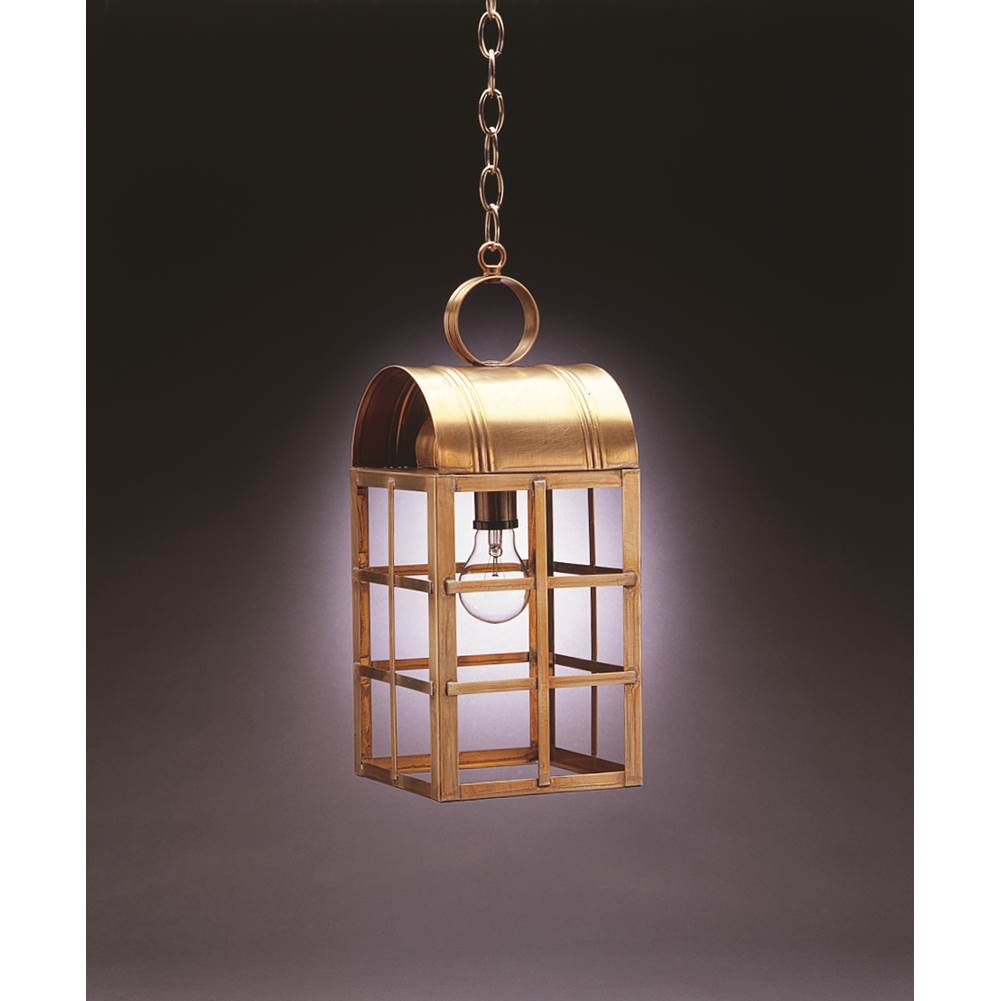 Northeast Lantern Culvert Top H-Bars Hanging Antique Brass Medium Base Socket Clear Glass