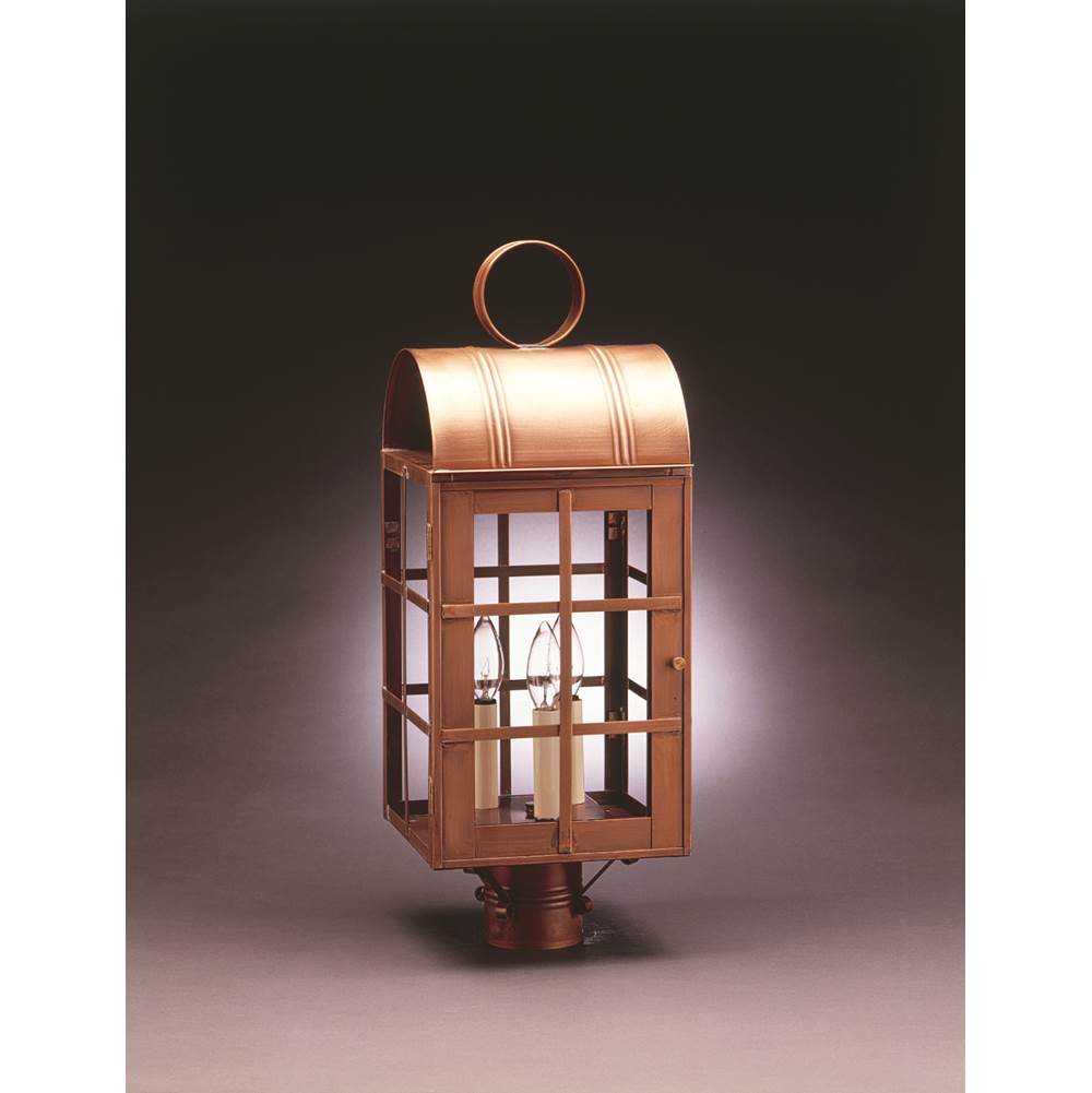 Northeast Lantern Culvert Top H-Bars Post Dark Antique Brass 3 Candelabra Sockets Clear Glass