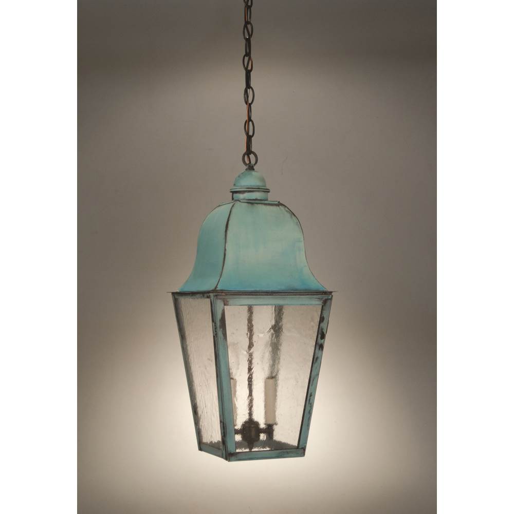 Northeast Lantern Hanging Fixture  Dark Antique Brass Finish  2 Candelabra Sockets  Seedy Marine Glass